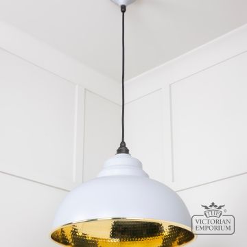 Harlow Pendant Light In Hammered Brass With Painted Bluff Exterior 49521bi 3 L