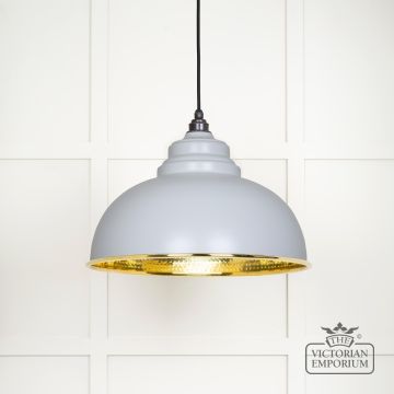 Harlow Pendant Light In Hammered Brass With Painted Bluff Exterior 49521bi Main L