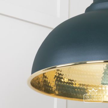 Harlow Pendant Light In Hammered Brass With Painted Dingle Exterior 49521di 4 L
