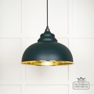 Harlow Pendant Light In Hammered Brass With Painted Dingle Exterior 49521di Main L