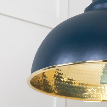 Harlow Pendant Light In Hammered Brass With Painted Dusk Exterior 49521du 4 L
