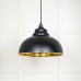 Harlow pendant light in hammered brass with painted Black exterior 49521eb 1 l