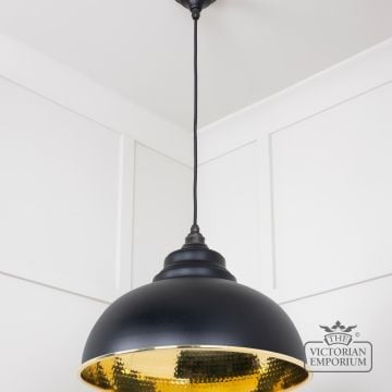 Harlow Pendant Light In Hammered Brass With Painted Black Exterior 49521eb 3 L