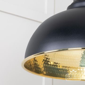 Harlow Pendant Light In Hammered Brass With Painted Black Exterior 49521eb 4 L