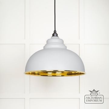 Harlow Pendant Light In Hammered Brass With Painted Flock Exterior 49521f 1 L
