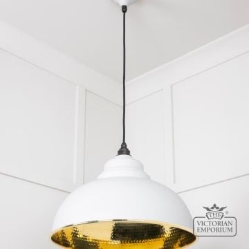Harlow Pendant Light In Hammered Brass With Painted Flock Exterior 49521f 3 L