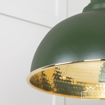 Harlow Pendant Light In Hammered Brass With Painted Heath Exterior 49521h 4 L