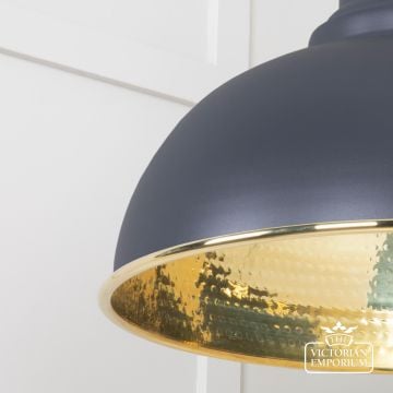 Harlow Pendant Light In Hammered Brass With Painted Slate Exterior 49521sl 4 L