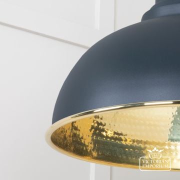 Harlow Pendant Light In Hammered Brass With Painted Soot Exterior 49521so 4 L