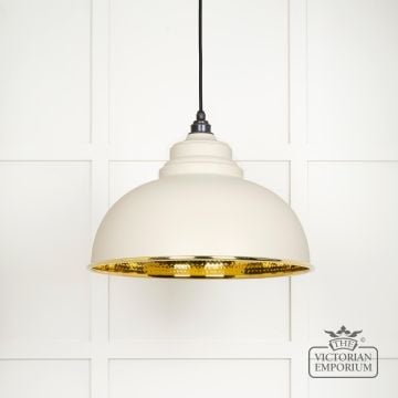 Harlow Pendant Light In Hammered Brass With Painted Teasel Exterior 49521te 1 L