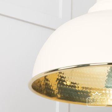 Harlow Pendant Light In Hammered Brass With Painted Teasel Exterior 49521te 4 L