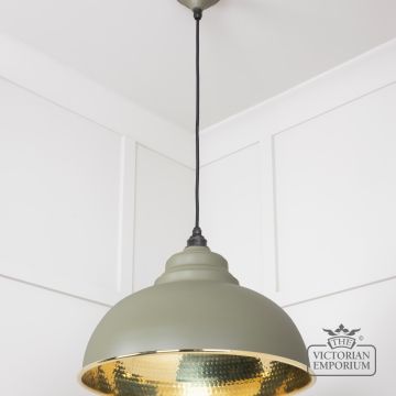 Harlow Pendant Light In Hammered Brass With Painted Tump Exterior 49521tu 2 L