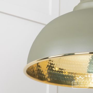 Harlow Pendant Light In Hammered Brass With Painted Tump Exterior 49521tu 4 L