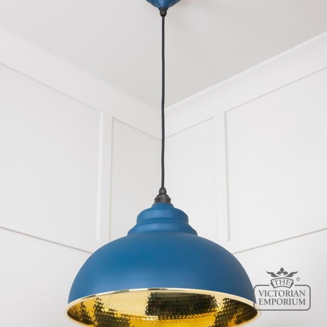 Harlow Pendant Pendant In Hammered Brass With Painted Upstream Exterior 49521u 3 L