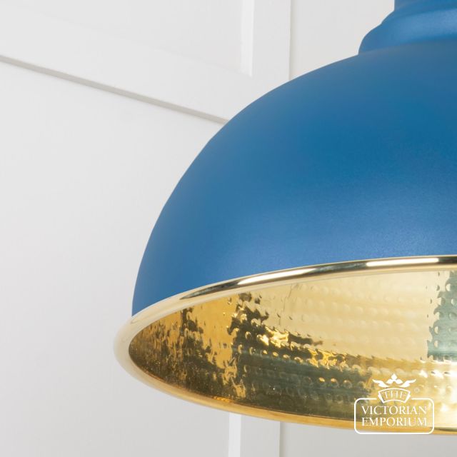 Harlow Pendant Pendant In Hammered Brass With Painted Upstream Exterior 49521u 4 L