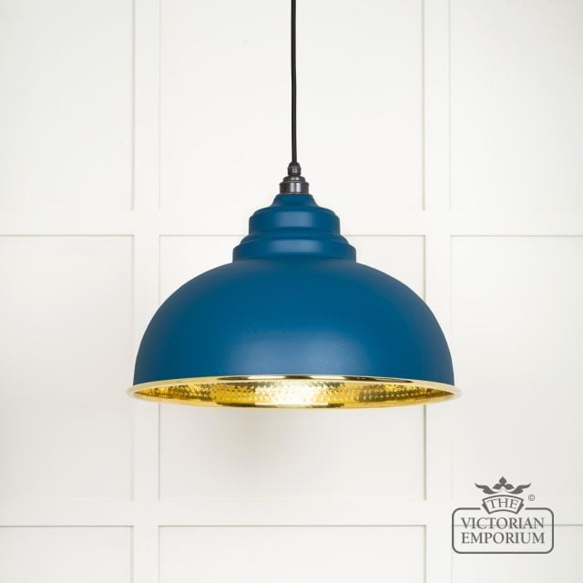 Harlow Pendant Pendant In Hammered Brass With Painted Upstream Exterior 49521u Main L