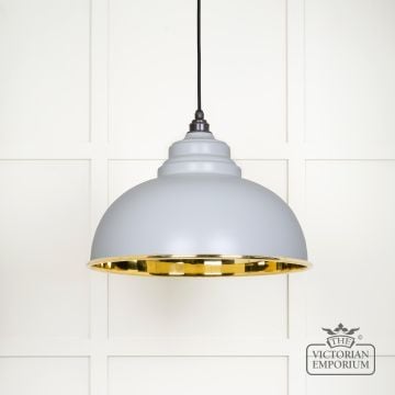 Harlow Pendant Light In Smooth Brass With Painted Birch Exterior 49522bi 1 L