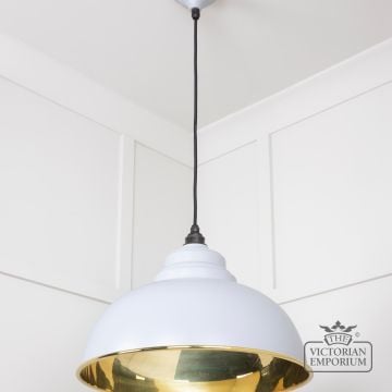 Harlow Pendant Light In Smooth Brass With Painted Birch Exterior 49522bi 2 L