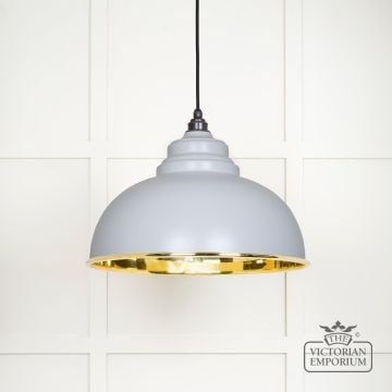 Harlow Pendant Light In Smooth Brass With Painted Birch Exterior 49522bi Main L