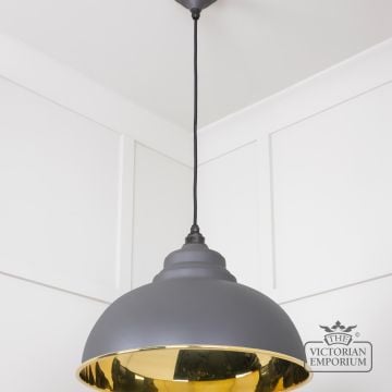 Harlow Pendant Light In Smooth Brass With Painted Bluff Exterior 49522bl 3 L