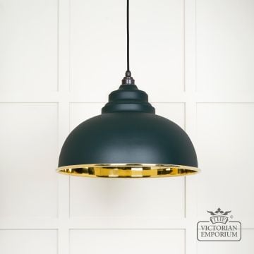 Harlow Pendant Light In Smooth Brass With Painted Dingle Exterior 49522di 1 L