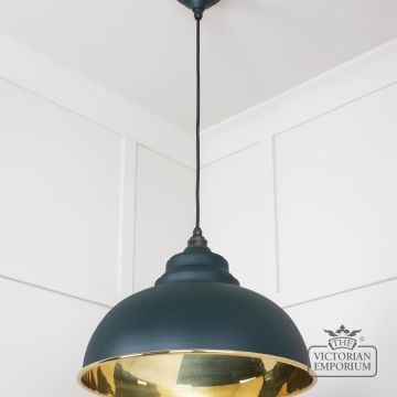 Harlow Pendant Light In Smooth Brass With Painted Dingle Exterior 49522di 2 L