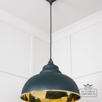 Harlow Pendant Light In Smooth Brass With Painted Dingle Exterior 49522di 3 L