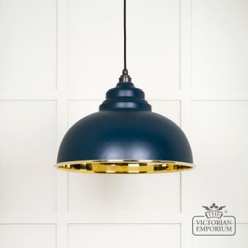 Harlow Pendant Light In Smooth Brass With Painted Dusk Exterior 49522du 1 L