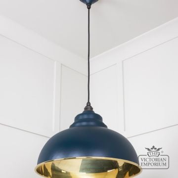 Harlow Pendant Light In Smooth Brass With Painted Dusk Exterior 49522du 2 L