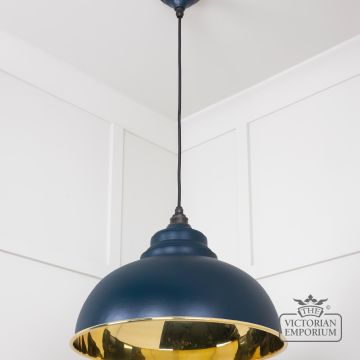 Harlow Pendant Light In Smooth Brass With Painted Dusk Exterior 49522du 3 L