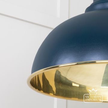 Harlow Pendant Light In Smooth Brass With Painted Dusk Exterior 49522du 4 L