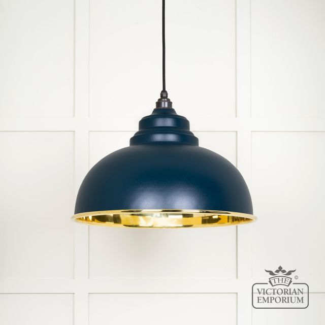 Harlow Pendant Light In Smooth Brass With Painted Dusk Exterior 49522du Main L