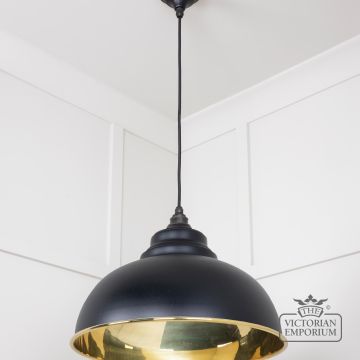 Harlow Pendant Light In Smooth Brass With Painted Black Exterior 49522eb 2 L