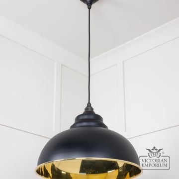 Harlow Pendant Light In Smooth Brass With Painted Black Exterior 49522eb 3 L