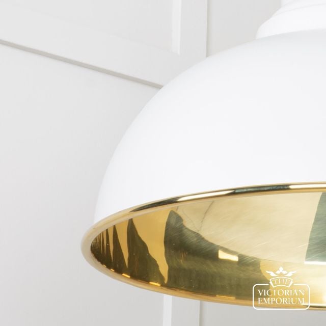 Harlow Pendant Light In Smooth Brass With Painted Flock Exterior 49522f 4 L