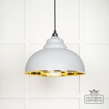 Harlow Pendant Light In Smooth Brass With Painted Flock Exterior 49522f Main L