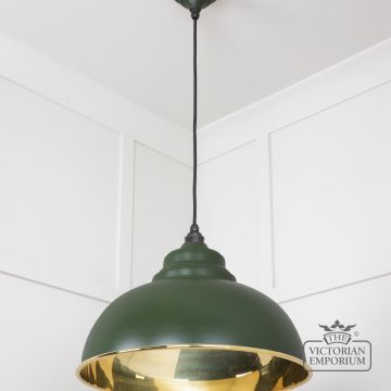 Harlow Pendant Light In Smooth Brass With Painted Heath Exterior 49522h 2 L