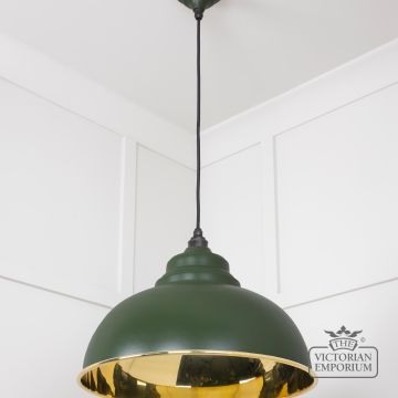 Harlow Pendant Light In Smooth Brass With Painted Heath Exterior 49522h 3 L
