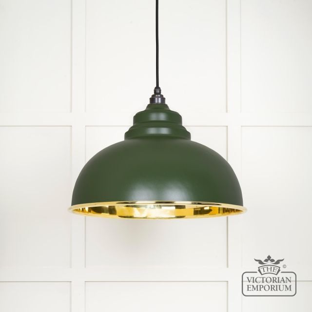 Harlow Pendant Light In Smooth Brass With Painted Heath Exterior 49522h Main L