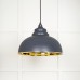 Harlow pendant light in smooth brass with painted Slate exterior 49522sl 1 l