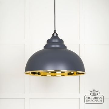 Harlow Pendant Light In Smooth Brass With Painted Slate Exterior 49522sl 1 L