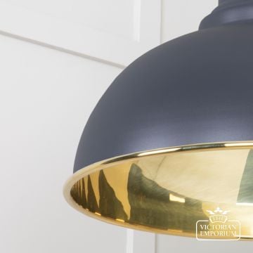 Harlow Pendant Light In Smooth Brass With Painted Slate Exterior 49522sl 4 L