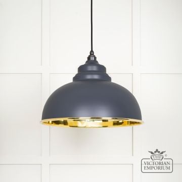 Harlow Pendant Light In Smooth Brass With Painted Slate Exterior 49522sl Main L