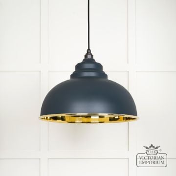 Harlow Pendant Light In Smooth Brass With Painted Soot Exterior 49522so 1 L