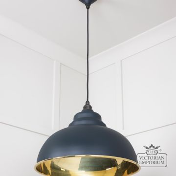 Harlow Pendant Light In Smooth Brass With Painted Soot Exterior 49522so 2 L