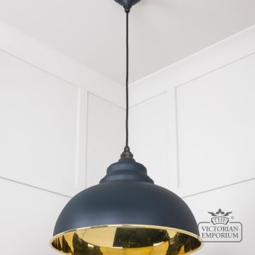 Harlow Pendant Light In Smooth Brass With Painted Soot Exterior 49522so 3 L