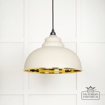 Harlow Pendant Light In Smooth Brass With Painted Teasel Exterior 49522te 1 L