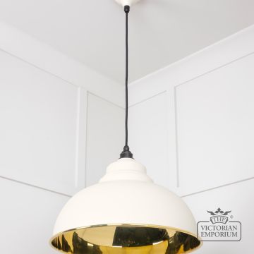 Harlow Pendant Light In Smooth Brass With Painted Teasel Exterior 49522te 3 L