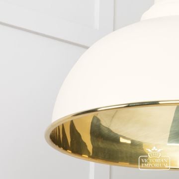Harlow Pendant Light In Smooth Brass With Painted Teasel Exterior 49522te 4 L
