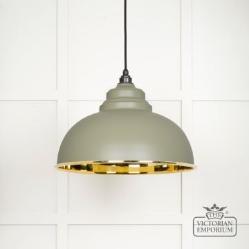Harlow Pendant Light In Smooth Brass With Painted Tump Exterior 49522tu 1 L